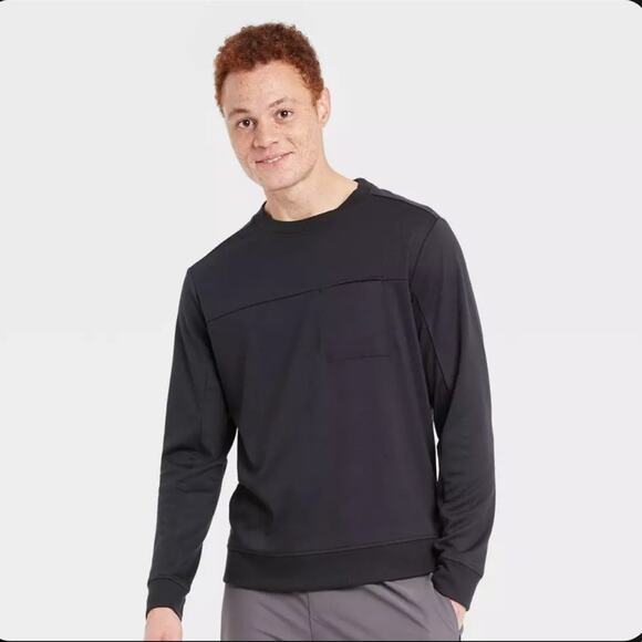 all in motion Men's Black Ponte Crewneck Sweatshirt Long Sleeve Size Small - Picture 2 of 6